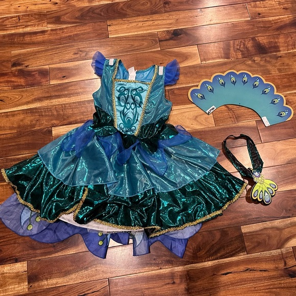 Peacock dress costume size 7-8 small comes with attachments (shown) & headband - Picture 1 of 3